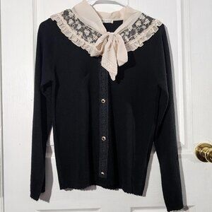 Vintage Black Axes Femme Lace Collar Sweater